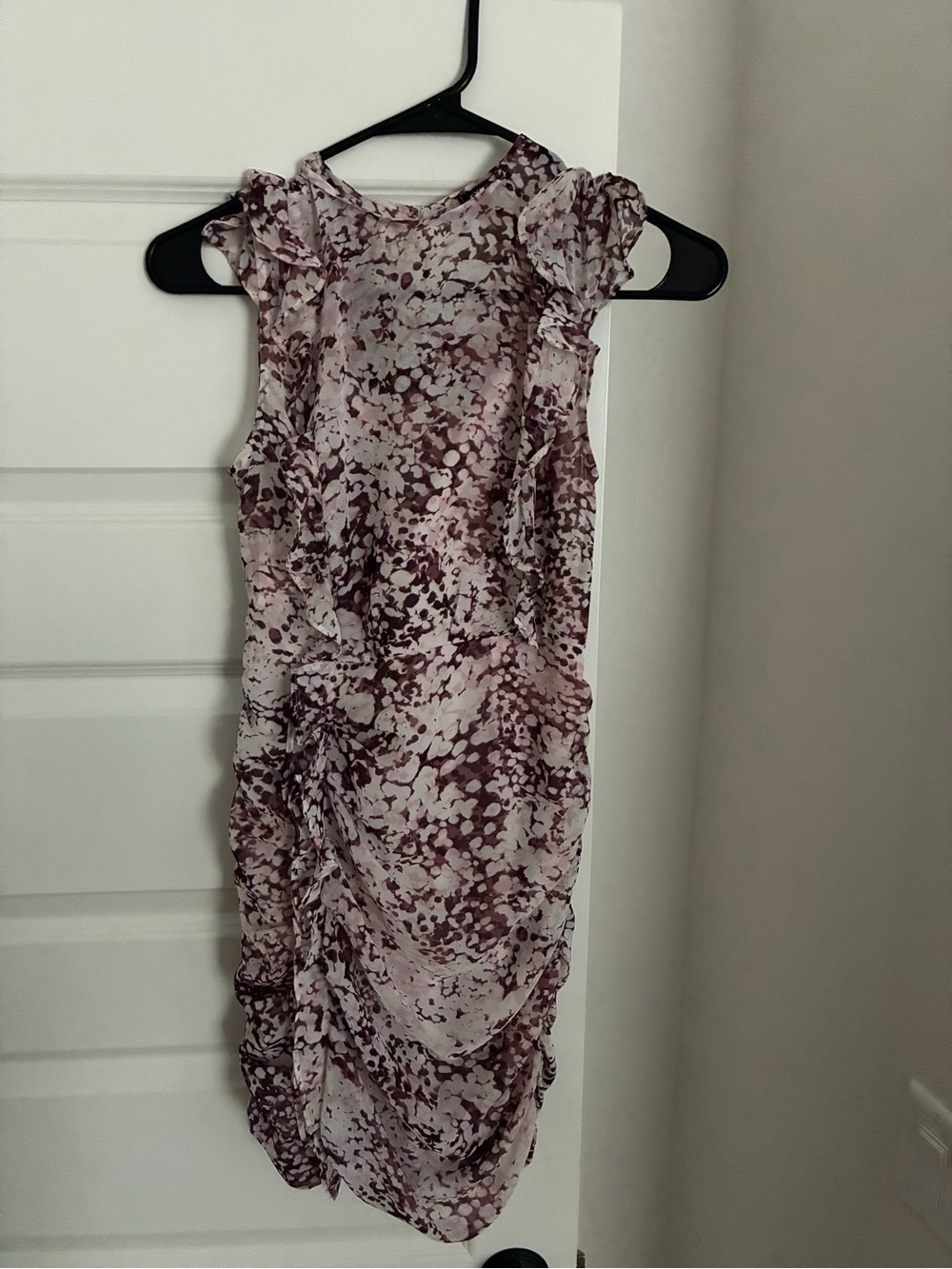 Express Mauve and White Floral Ruffled Midi Dress